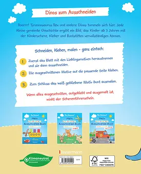 Umschlagstext Mein kunterbuntes Ausschneidebuch Dinosaurier