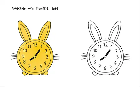 Ausmalseite Hasenwecker